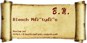 Blesch Mátyás névjegykártya